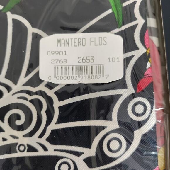 Mantero VIII Collection Silk Scarf Made In Italy Floral Black - New in Package - Picture 8 of 11